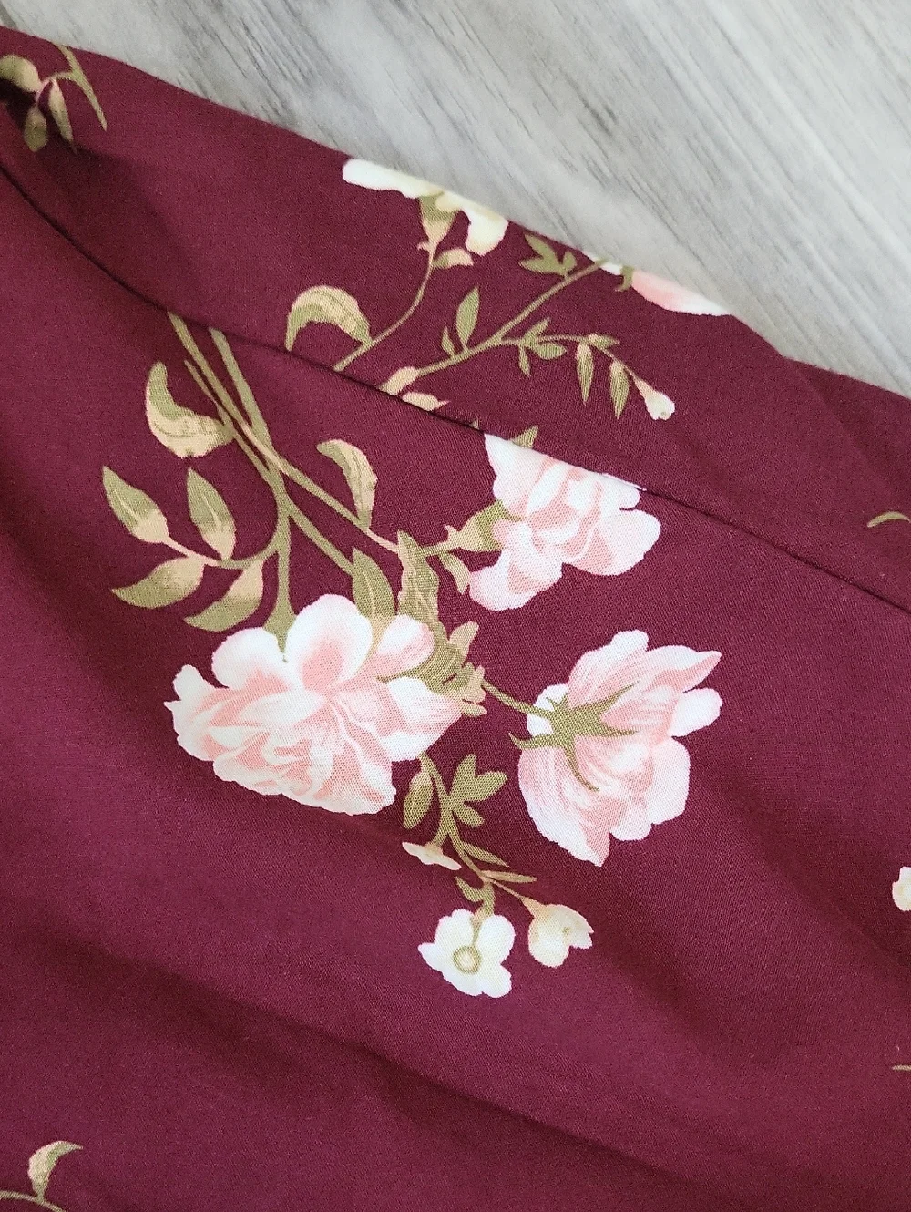 Floral Peasant Blouse - Burgundy - Picture 3 of 5